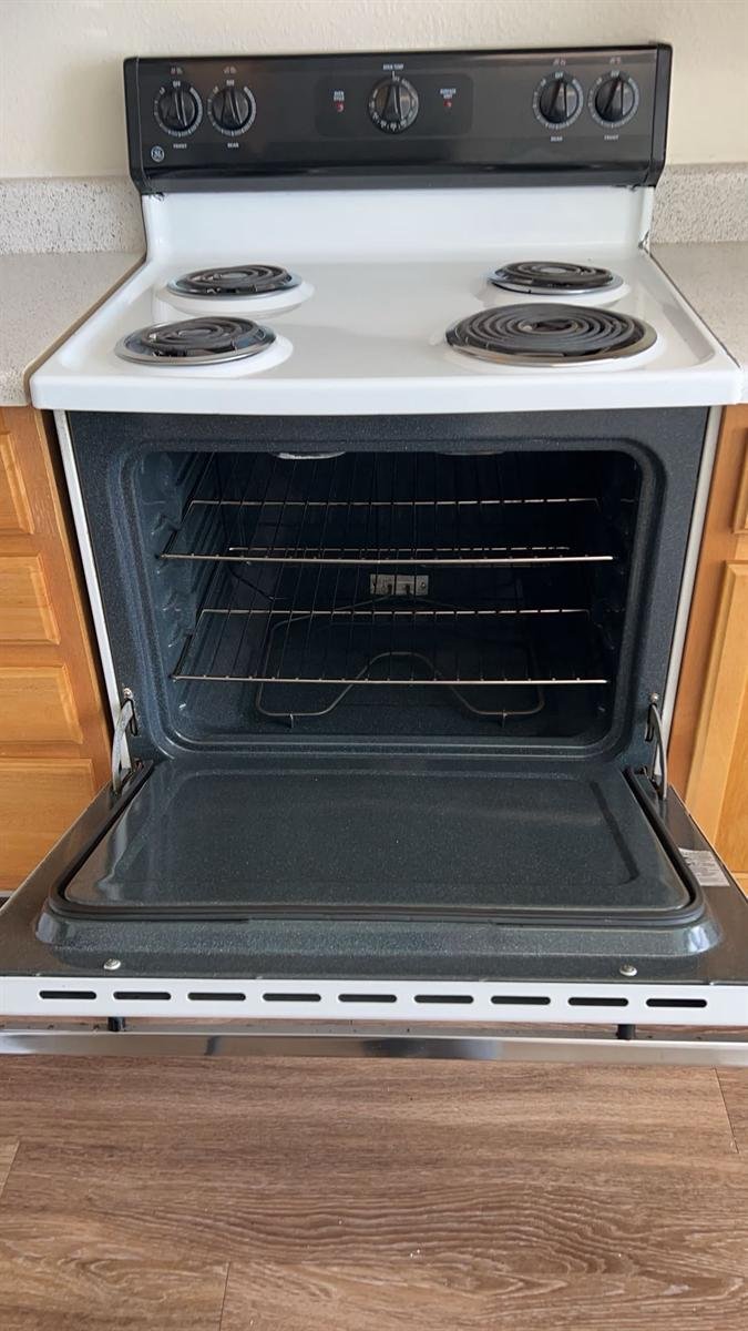 Kitchen range and oven detailed inside and out